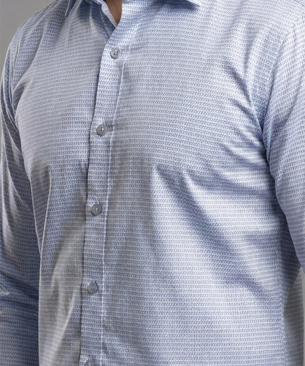 Men'S Dress Shirt - Texture Blue Dsh-0287 - Blue - View 2