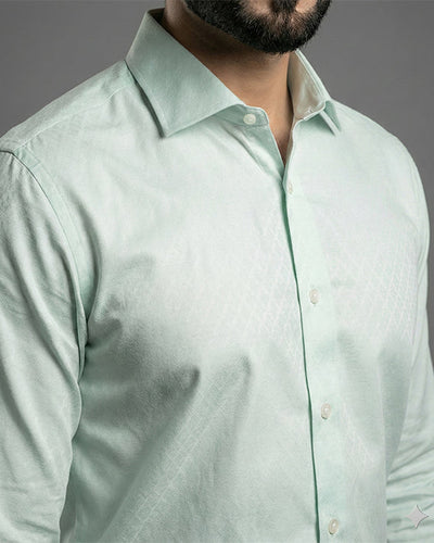 Men'S Dress Shirt - Texture Green Dsh-0287