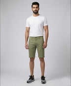 Men’S Summer Cotton Texture Green Shorts- Br-0103 - Green - View 1