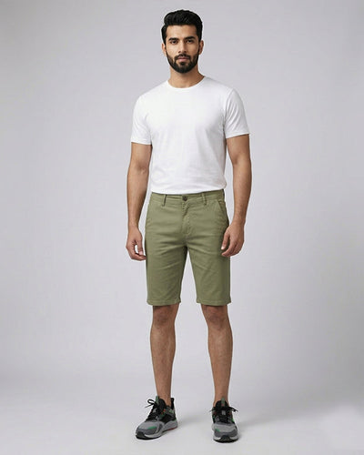 Men’S Summer Cotton Texture Green Shorts- Br-0103