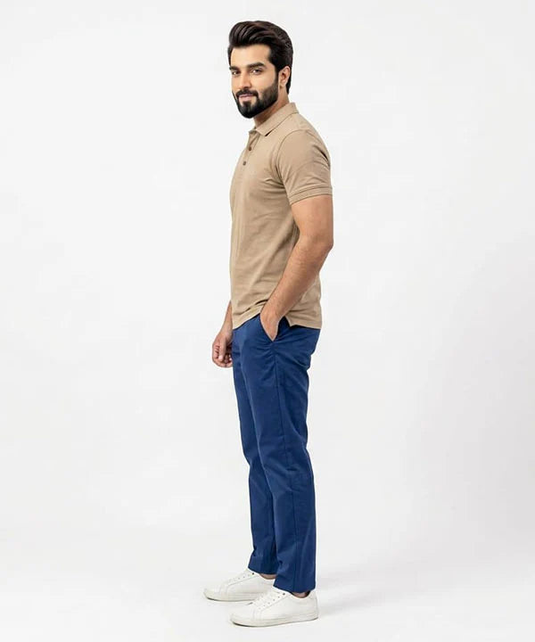 A|X Logo Self-Textured Basic Polo T-Shirt TSH-7163 Beige