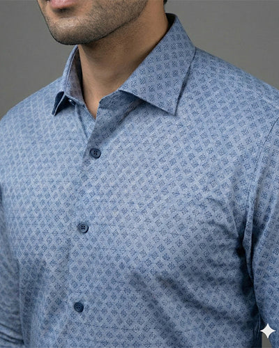 Men'S Dress Shirt - Texture Blue Dsh-0289