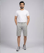 Men’S Summer Cotton Texture Grey Shorts- Br-0102 - Grey - View 1