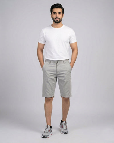 Men’S Summer Cotton Texture Grey Shorts- Br-0102