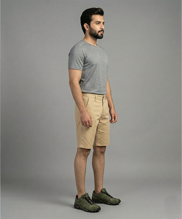 Men’S Summer Cotton Beige Shorts- Br-0112 - Beige - View 2