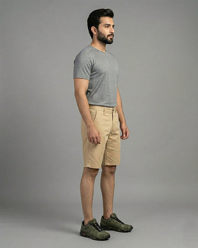 Men’S Summer Cotton Beige Shorts- Br-0112