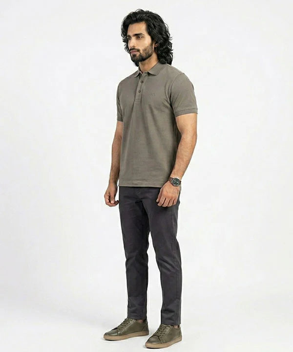 A|X Logo Self-Textured Basic Polo T-Shirt TSH-7163 Grey