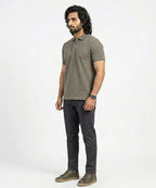 A|X Logo Self-Textured Basic Polo T-Shirt TSH-7163 Grey