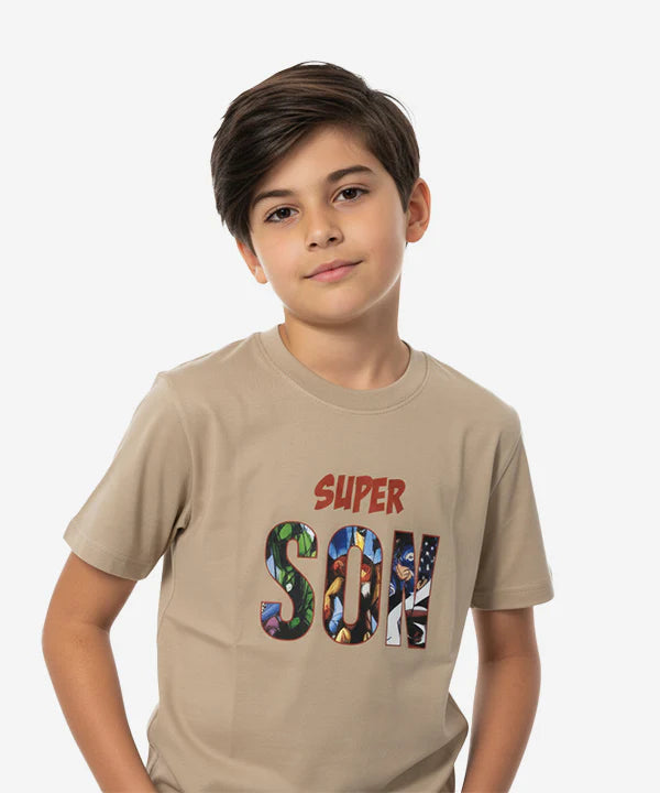 HR clothing Kids Super Son Tee's - Beige BTS-1899