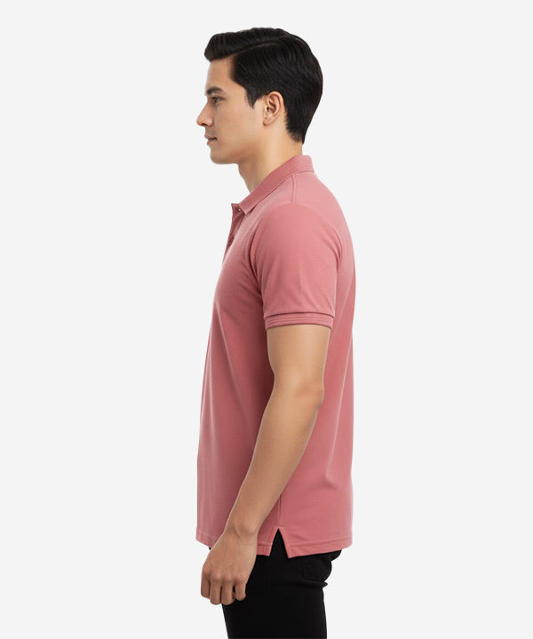 Men'S T-Shirt Texture Collar Pink Tsh-5906 - Pink - View 2