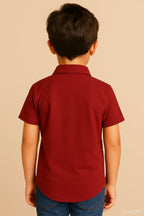 HR clothing Kids Half Sleeves Shirt - Maroon BSH-0110
