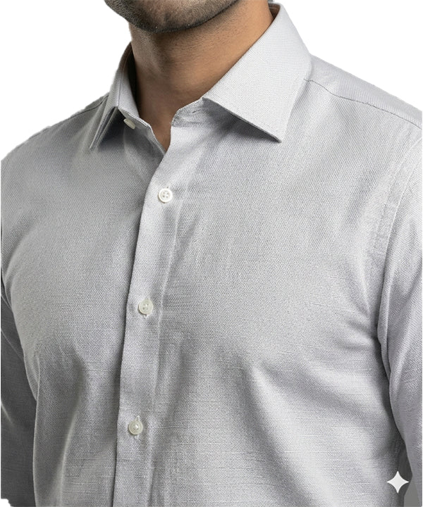 Men'S Dress Shirt - Self/Grey Dsh-0289 - Grey - View 2
