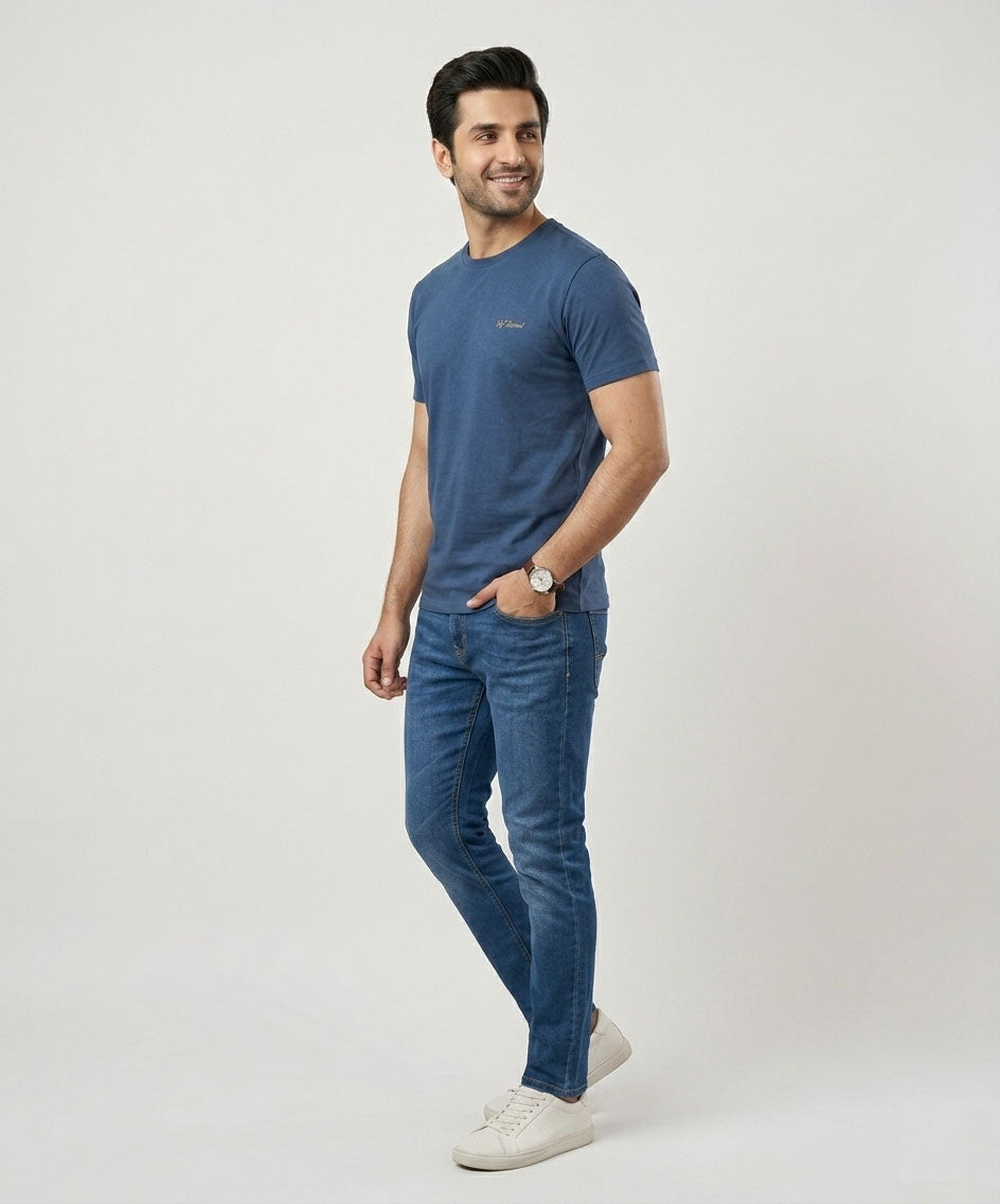 Men's Denim Tailored Fit- Navy JP-1820 - Navy - View 2