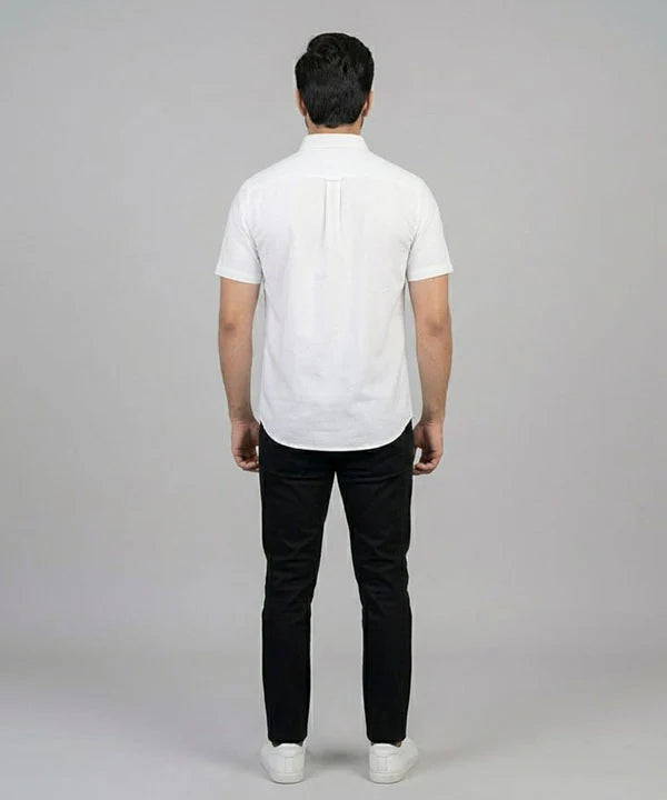 Men's Casual White Half Sleves Shc-1846