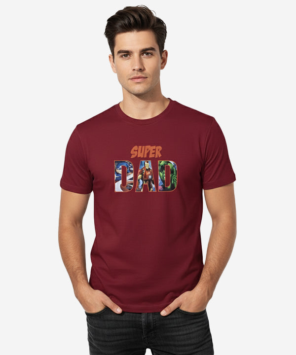 Men’S Super Dad T-Shirt – Maroon Tsh-5921 - Maroon - View 2