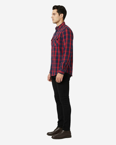 Men's Casual Checkered Shirt - Red Chk SHC-1719