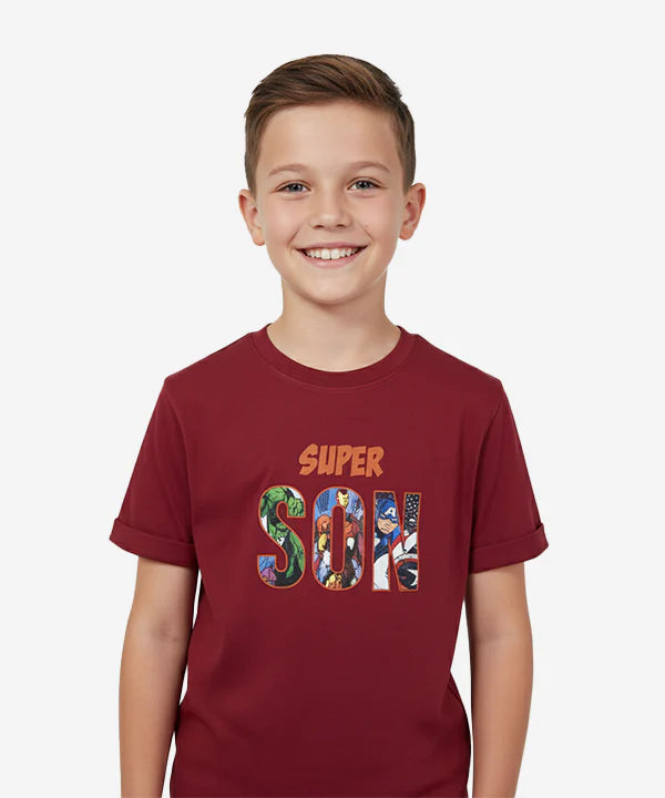 HR clothing Kids Super Son Tee's- Maroon BTS-1899