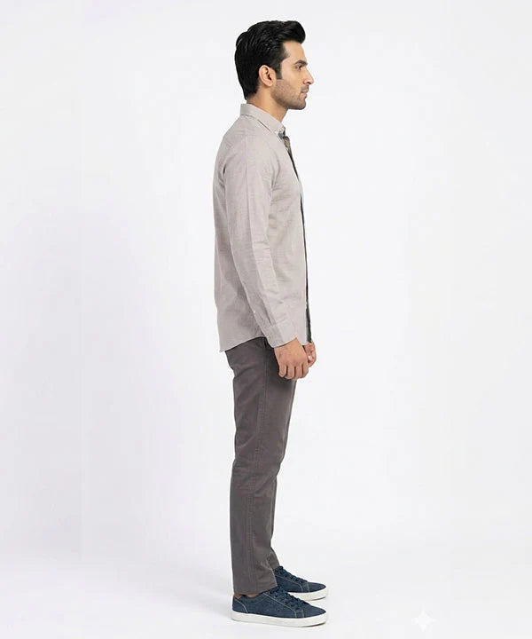 Men's Casual Shirt - L Grey Stripe Shc-1619 ORG ( H )