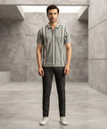 MEN'S T-SHIRT COLLAR GREY STRIPE Old Money TSH-7161