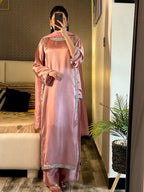 Zarmish Crystal Lace Shamoz Silk 2PC - Long Shirt & Trouser | Shopping Karado