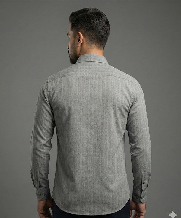 Men'S Dress Shirt - Grey Stripe Dsh-0287 - Grey - View 3