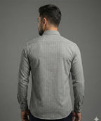 Men'S Dress Shirt - Grey Stripe Dsh-0287 - Grey - View 3