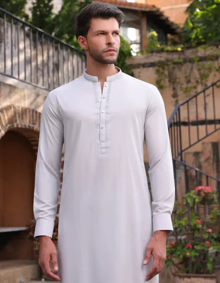 SMOKE GREY BLENDED KAMEEZ SHALWAR