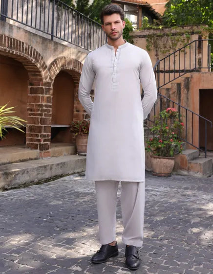 SMOKE GREY BLENDED KAMEEZ SHALWAR