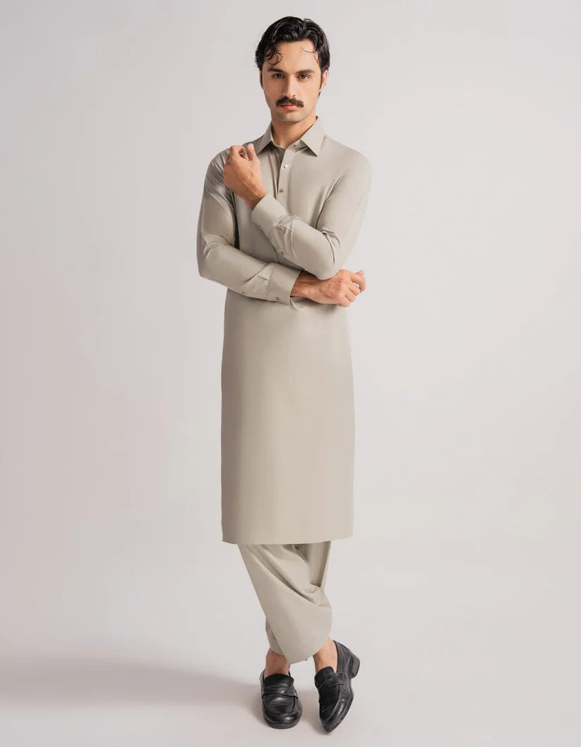 cement green casual kameez shalwar