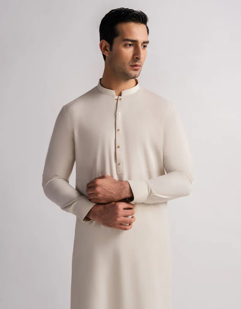 cream casual kameez shalwar