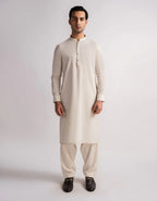 cream casual kameez shalwar