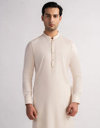 cream casual kameez shalwar