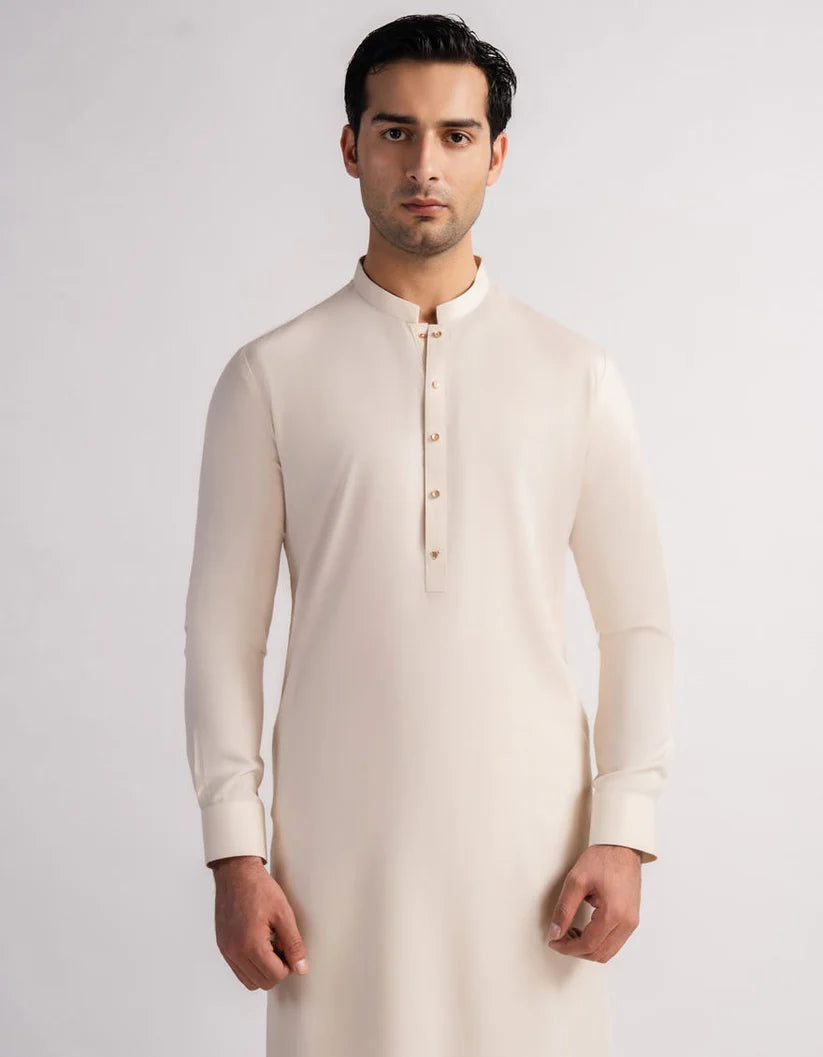cream casual kameez shalwar