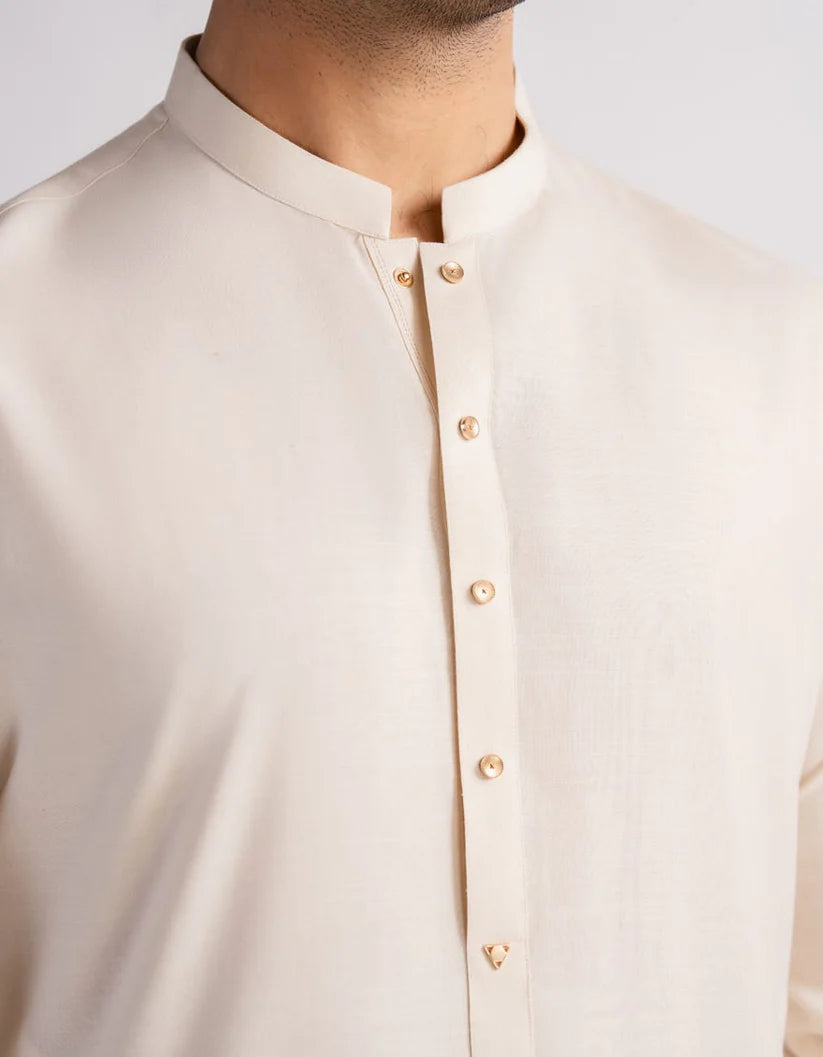 cream casual kameez shalwar