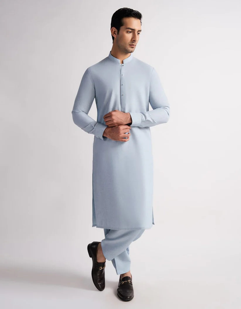 sky blue casual kameez shalwar