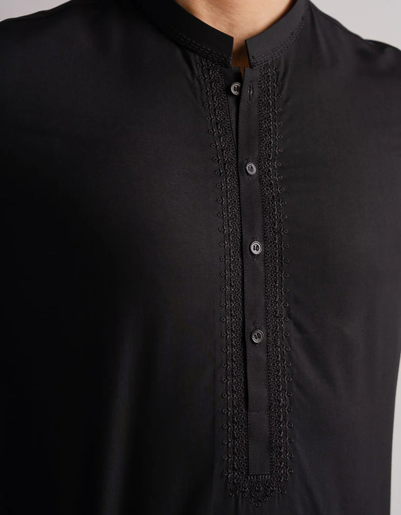black semi-formal kameez shalwar