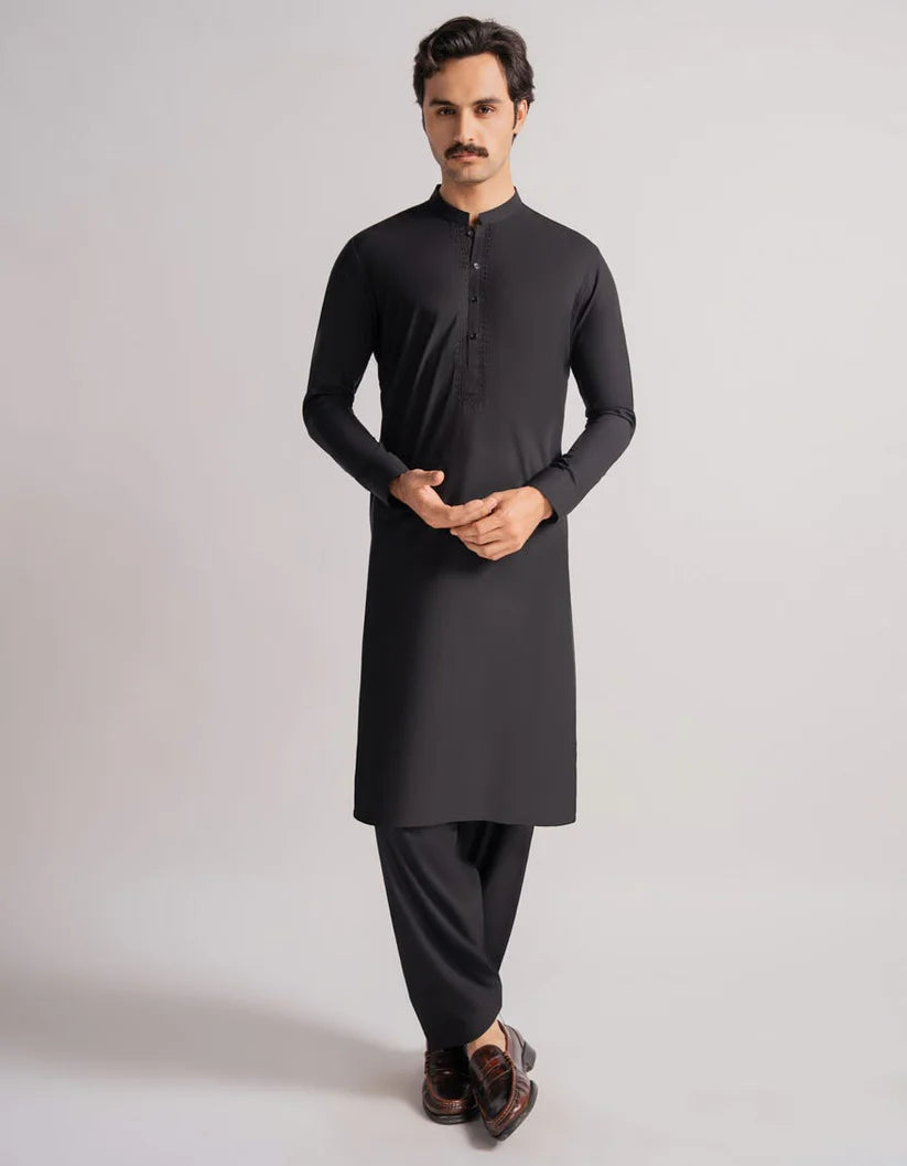 black semi-formal kameez shalwar
