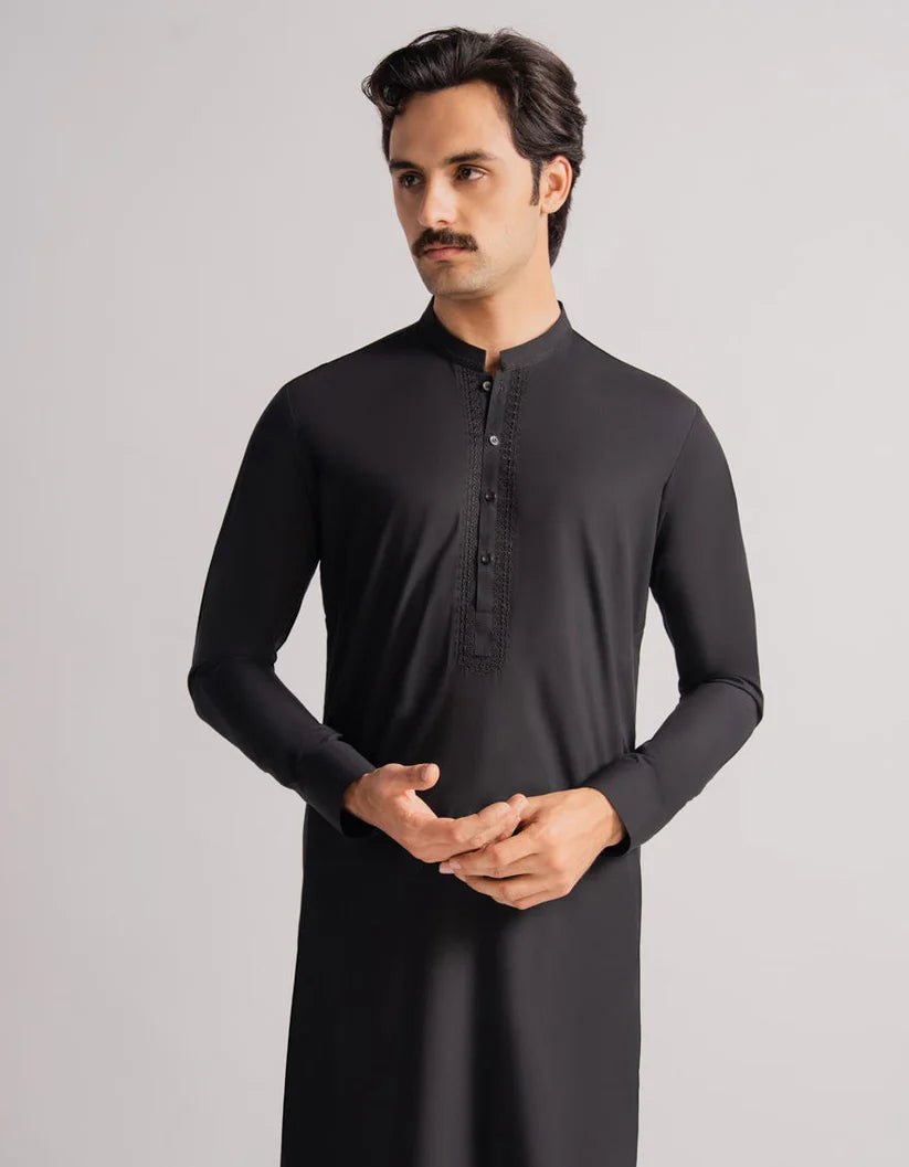 black semi-formal kameez shalwar