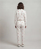 Women's Western Longline Collared Shirt White Printed LSH-0105