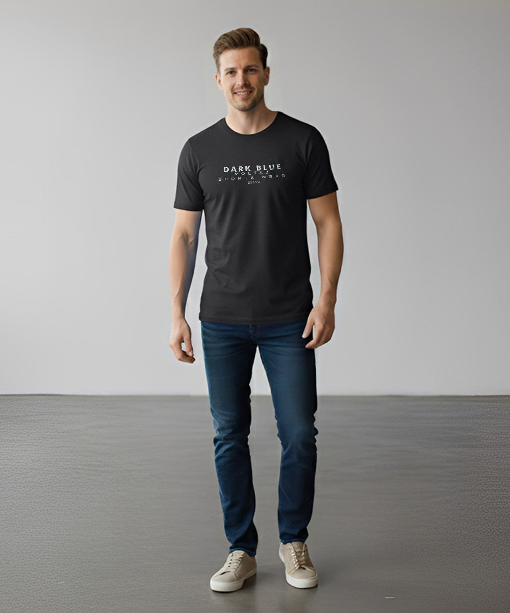 Men’S Graphic T-Shirt – Black Tsh-5879 - Black - View 1