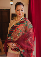 Shajar Shawl - Red Embroidered Luxury Shawl - Buy Online Pakistan