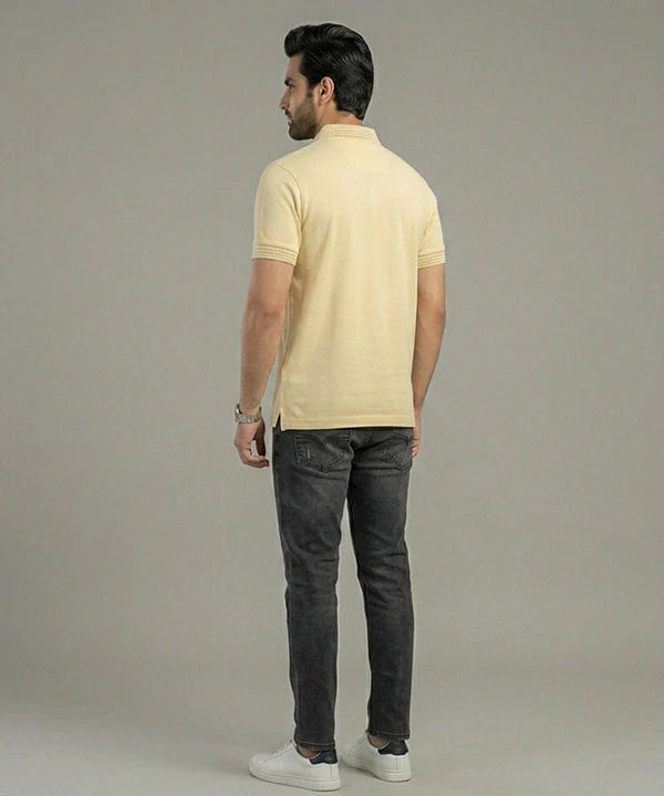 Premium Ribbed Collar Basic Polo T-Shirt Fawn TSH-7162