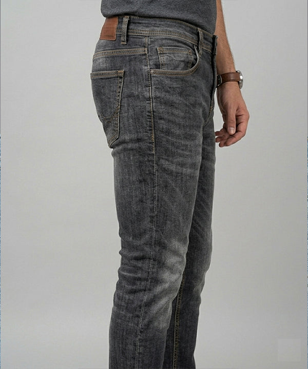 Men's Denim Tailored Fit- JP-2210 D-Grey - Red - View 3