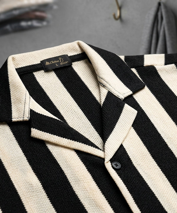 Men's Casual Shirt Half Sleeves - SHC-3069 Black Stripe ( ORG ) - Black - View 4