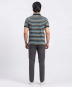 MEN'S T-SHIRT COLLAR BEIGE STRIPE BASIC TSH-5916
