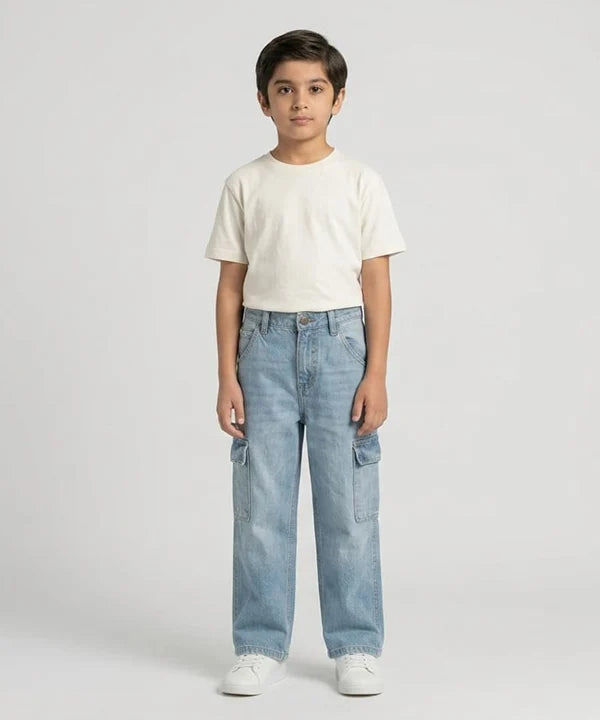 Boys Carpenter Baggy Fit Jeans- BJP-0273 L-Blue