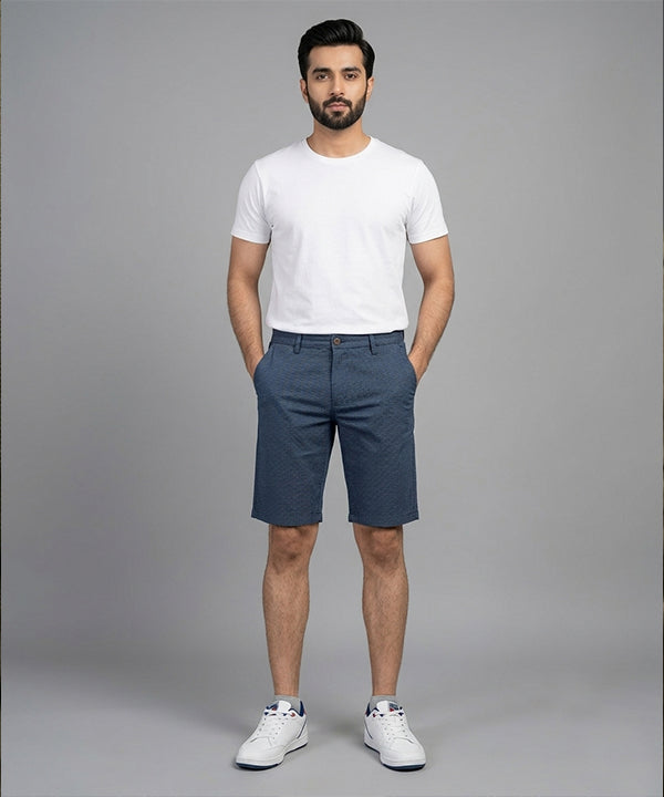 Men’S Summer Cotton Navy Dotted Shorts- Br-0105 - Navy - View 1