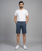 Men’S Summer Cotton Navy Dotted Shorts- Br-0105 - Navy - View 1
