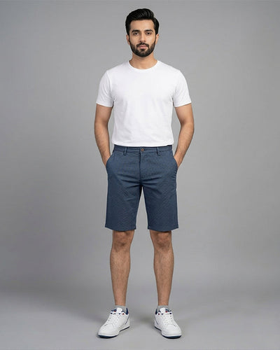 Men’S Summer Cotton Navy Dotted Shorts- Br-0105