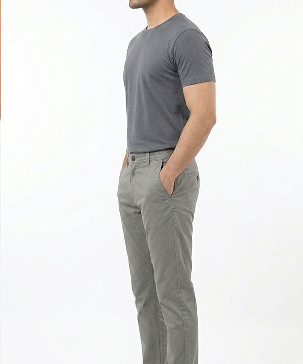 Men'S Chino Straight Fit- D-Grey Cp-0551 - Grey - View 3